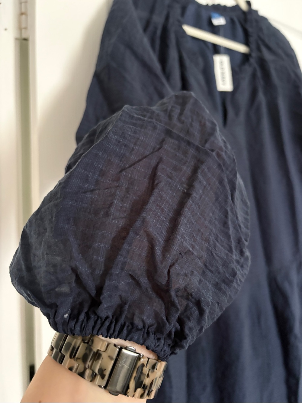 Old Navy Navy Blue Ruffled Neck Dress - Picture 3 of 4